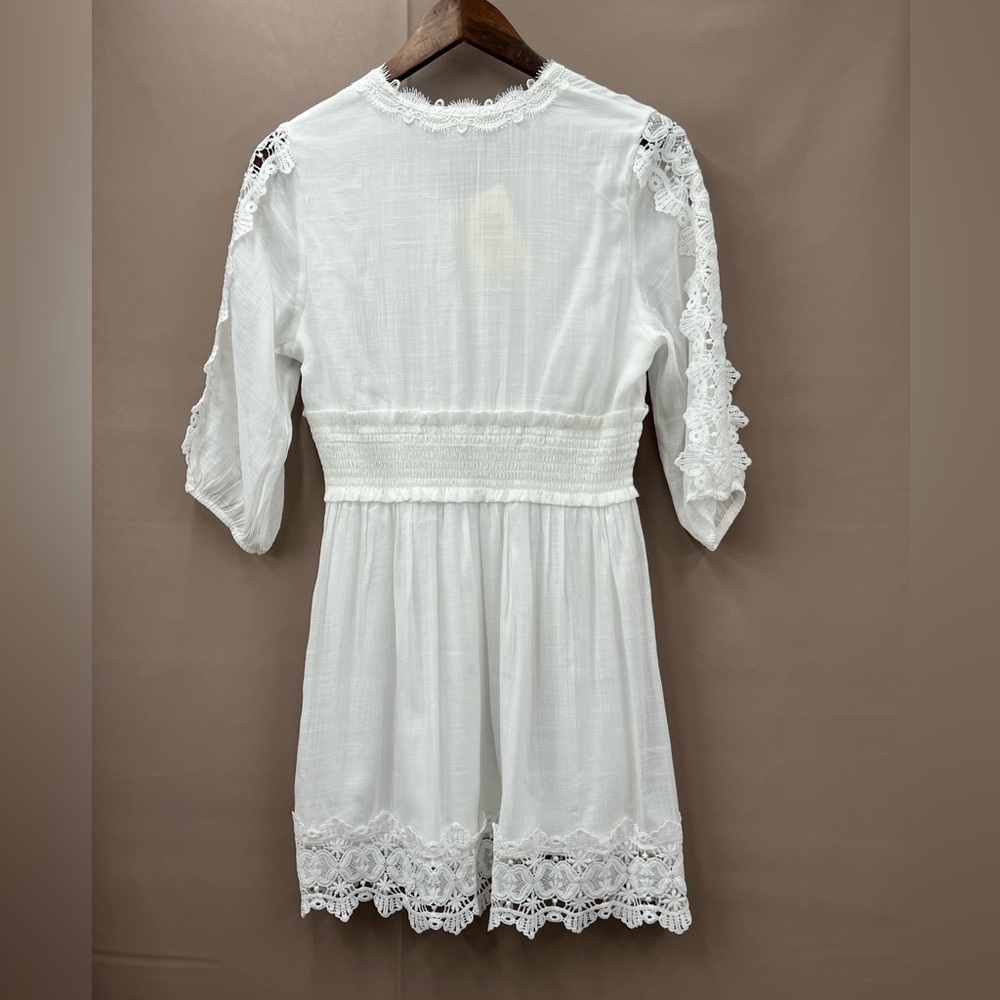 White Lace Detail Mini Dress - Picture 3 of 8